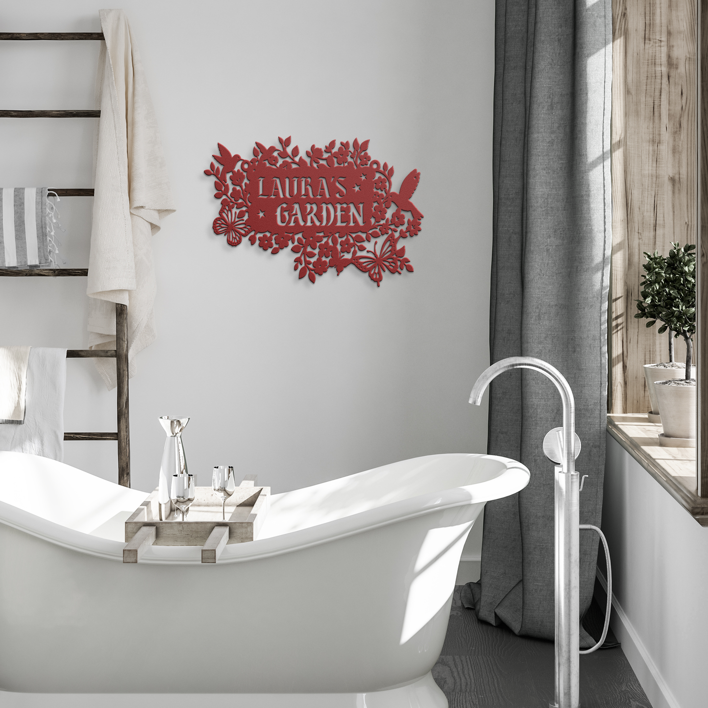 Hanging_Metal_Sign_Custom_Secret_Garden__Red_Modern_Bathroom_Mockup.png