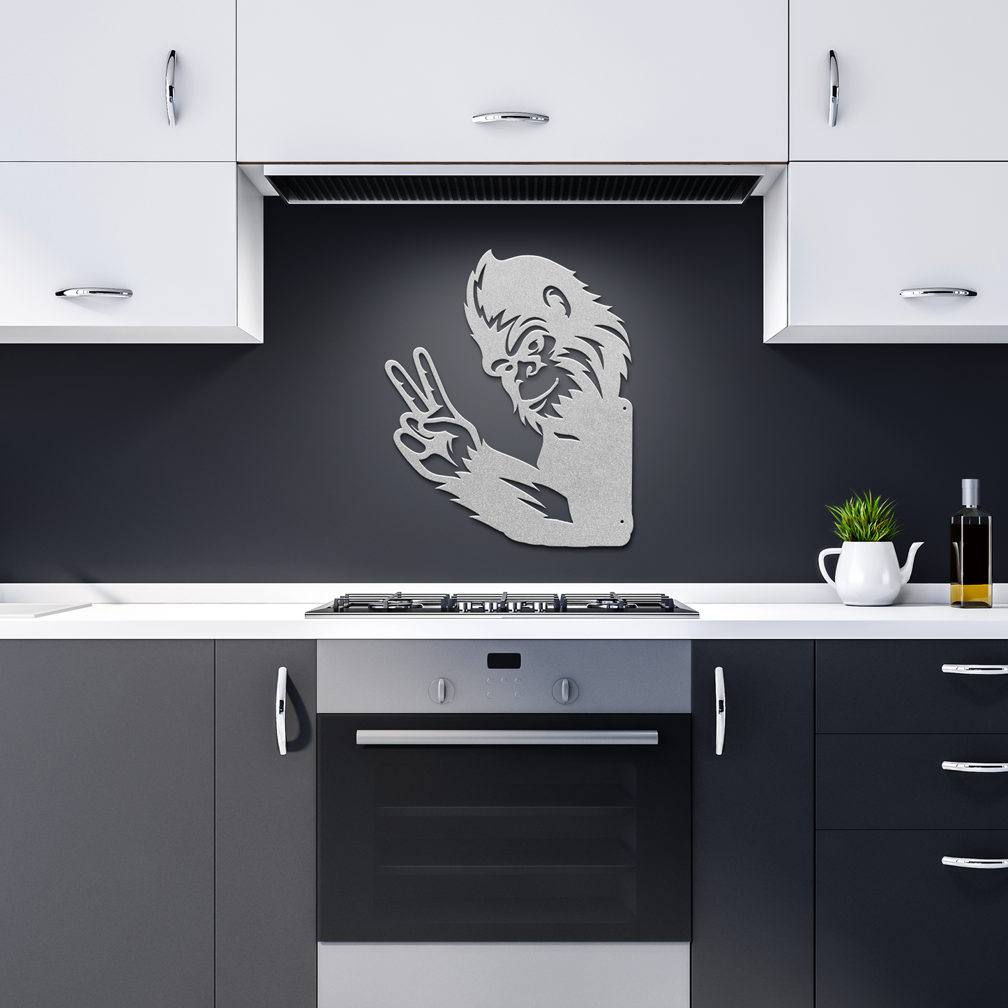 Peek-a-Boo_Peace_Sign_Bigfoot_Metal_Sign_Silver_Dark_Kitchen_Mockup.png