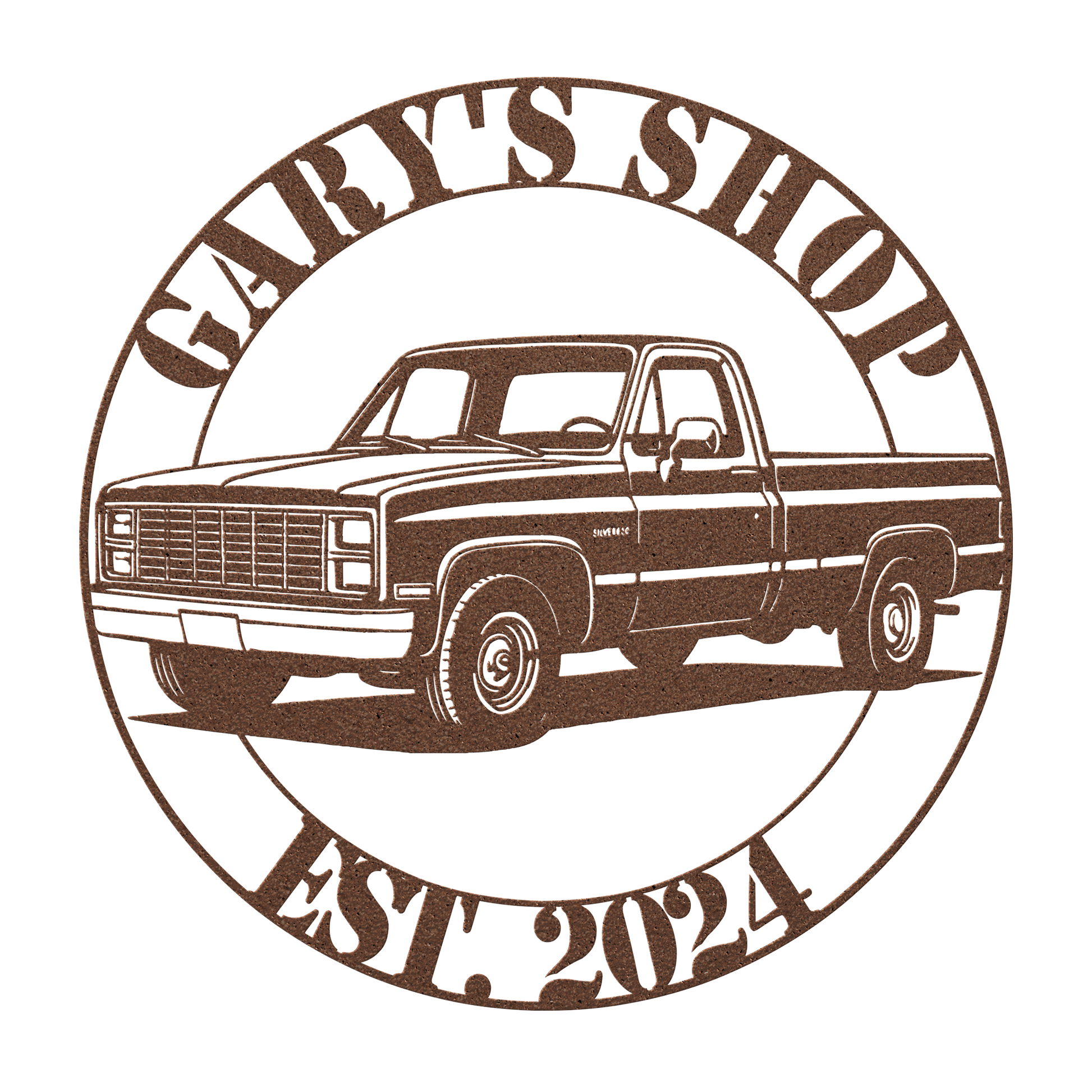 Vintage pickup truck metal sign