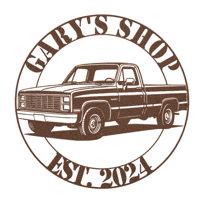 Vintage pickup truck metal sign