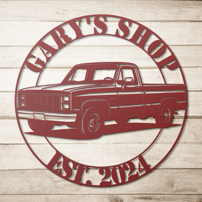 Classic Chevrolet truck steel sign