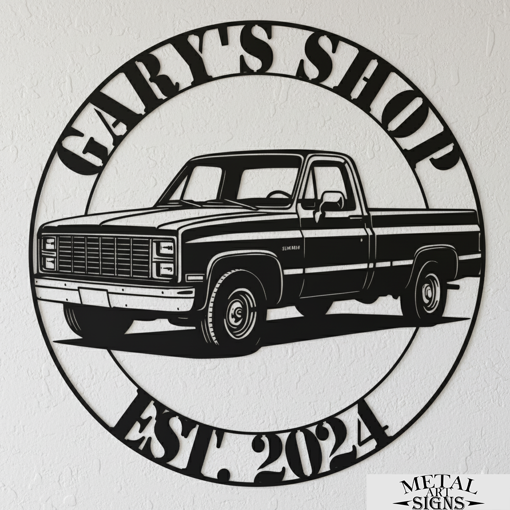 1984 Chevy C10 metal wall art