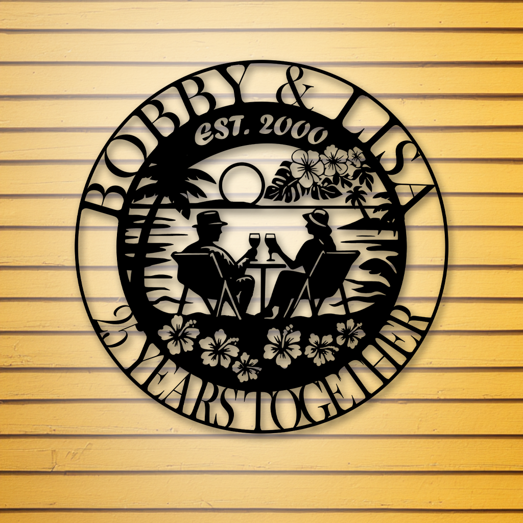 Custom anniversary metal wall sign gift