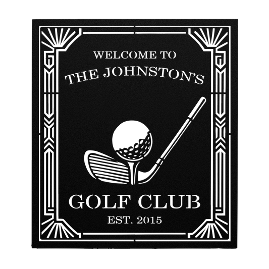 Art Deco golf club custom metal wall sign
