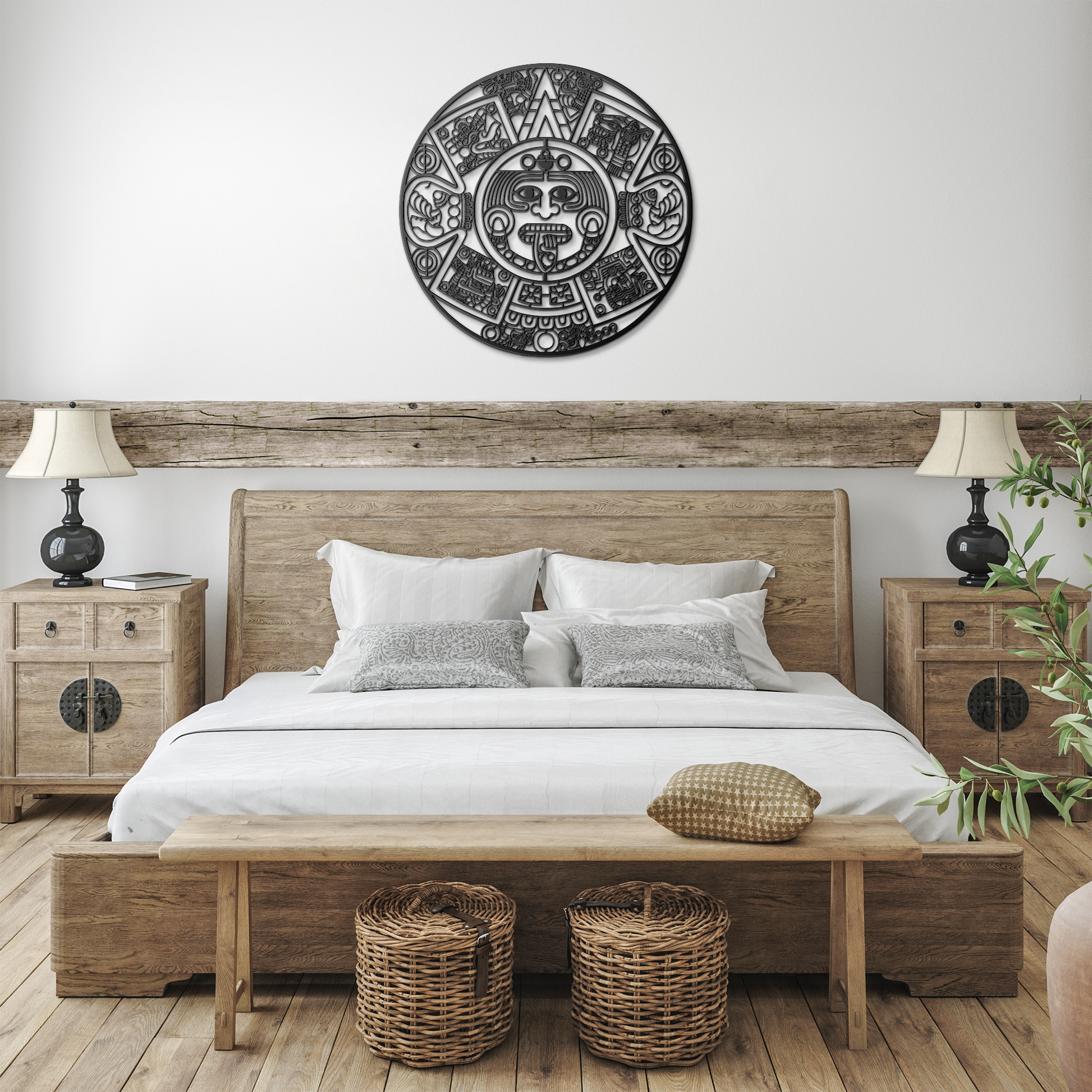 Aztec_Mayan_Mexican_Calendar_Metal_Wall__Black_Farmhouse_Bedroom_Mockup.png