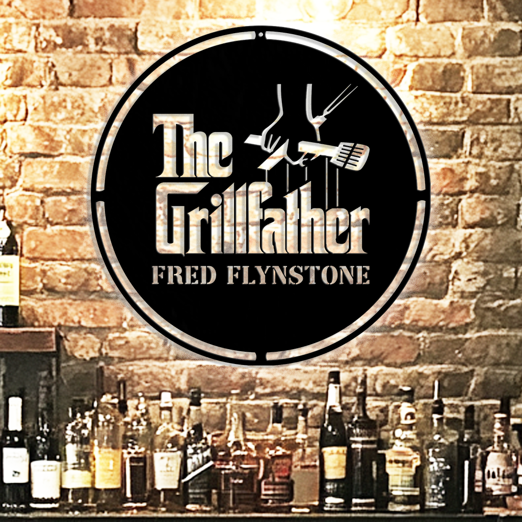 The Grillfather BBQ Grill metal sign