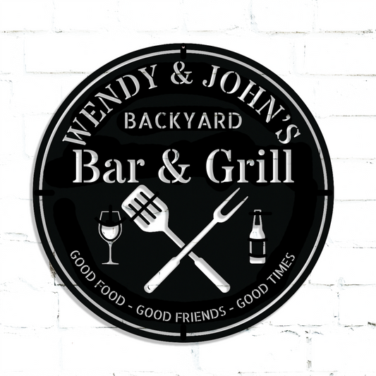 Personalized Bar & Grill Metal Sign