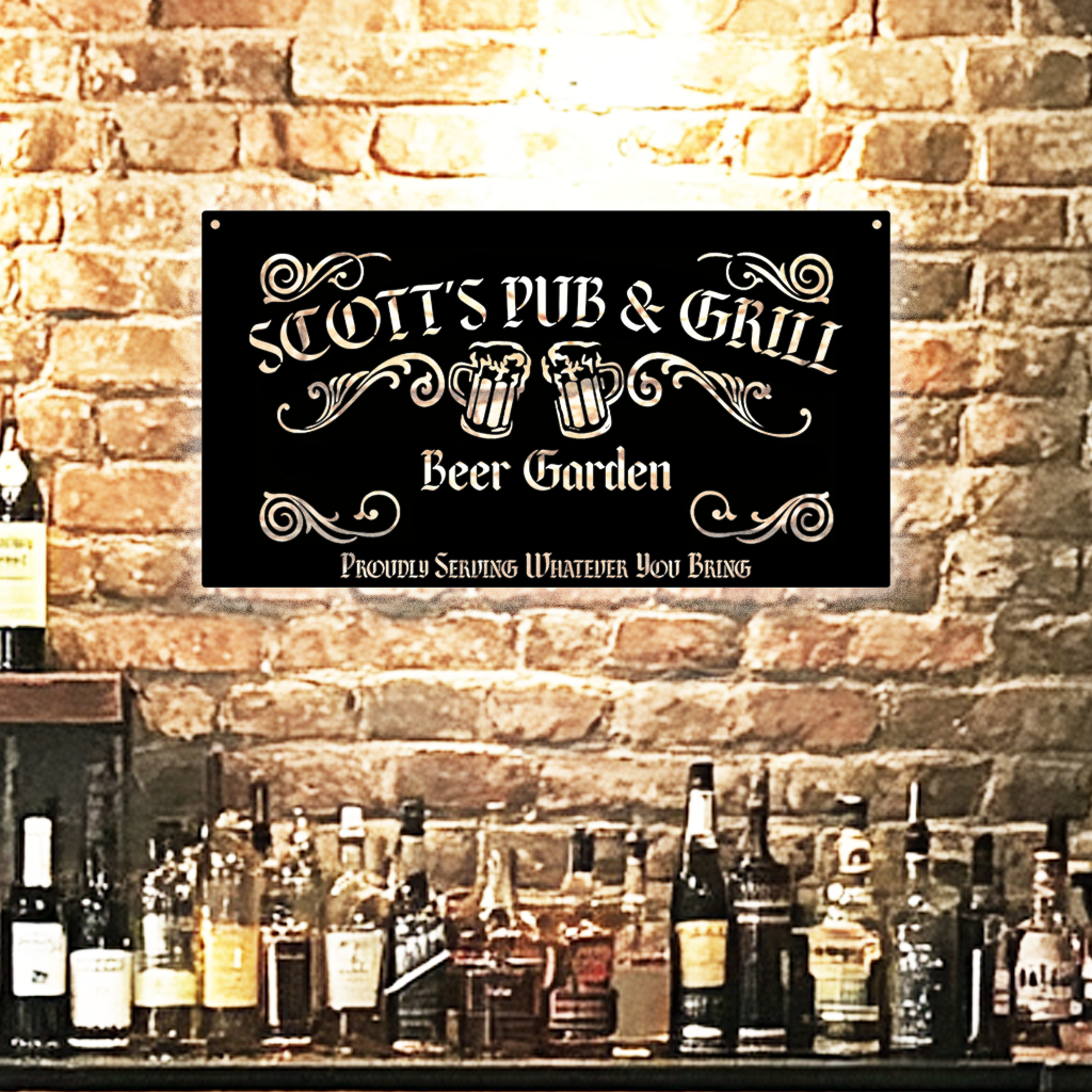 Beer garden metal sign