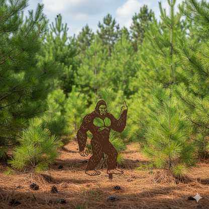 Bigfoot Metal Sign Garden Stake Flipping Off Funny Sign | Sasquatch Yard Decor Flipping he Bird