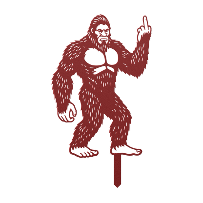 Bigfoot_Metal_Garden_Stake_Flipping_Off__Red_Transparent_Mockup.png