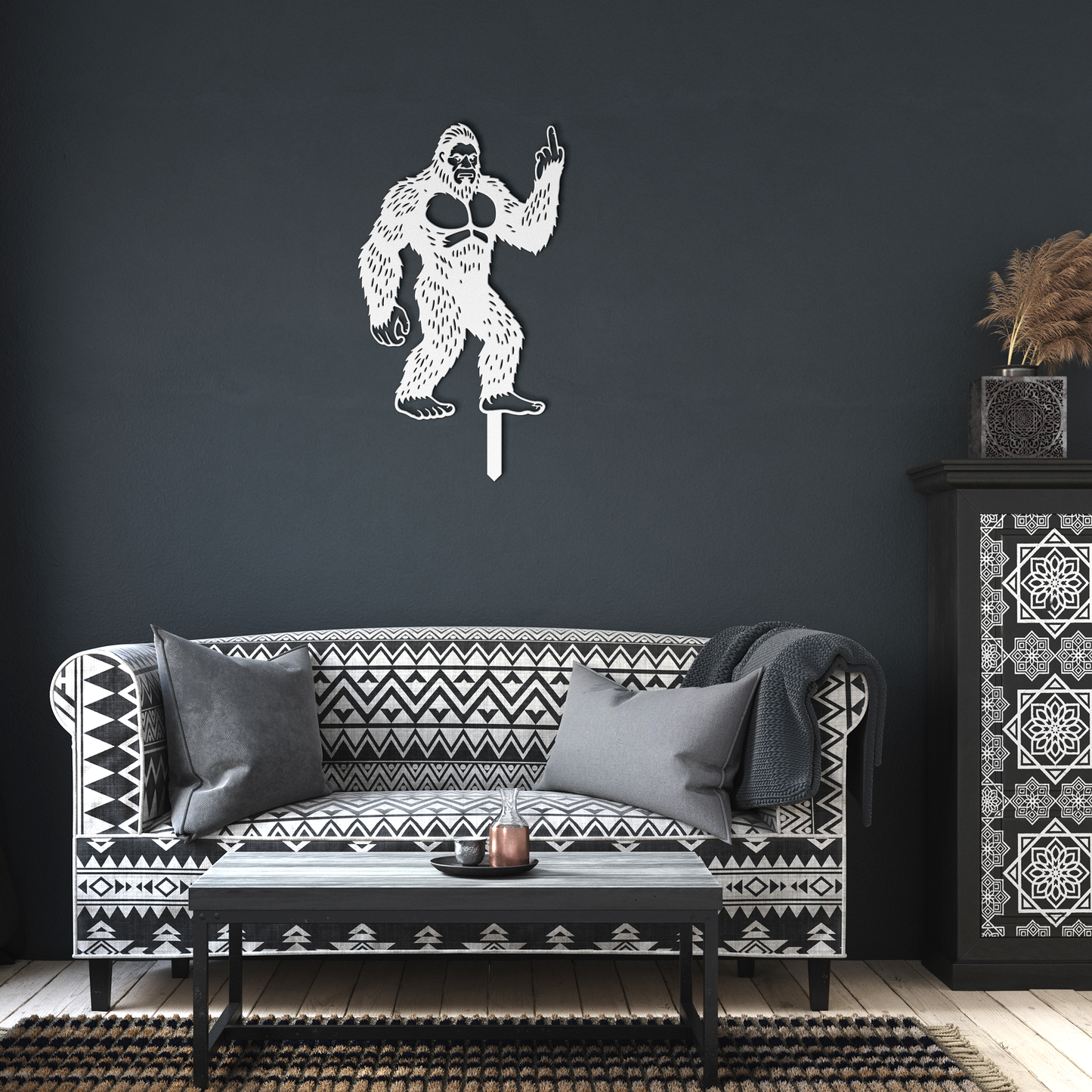 Bigfoot_Metal_Garden_Stake_Flipping_Off__White_Dark_Living_Room_Mockup.png