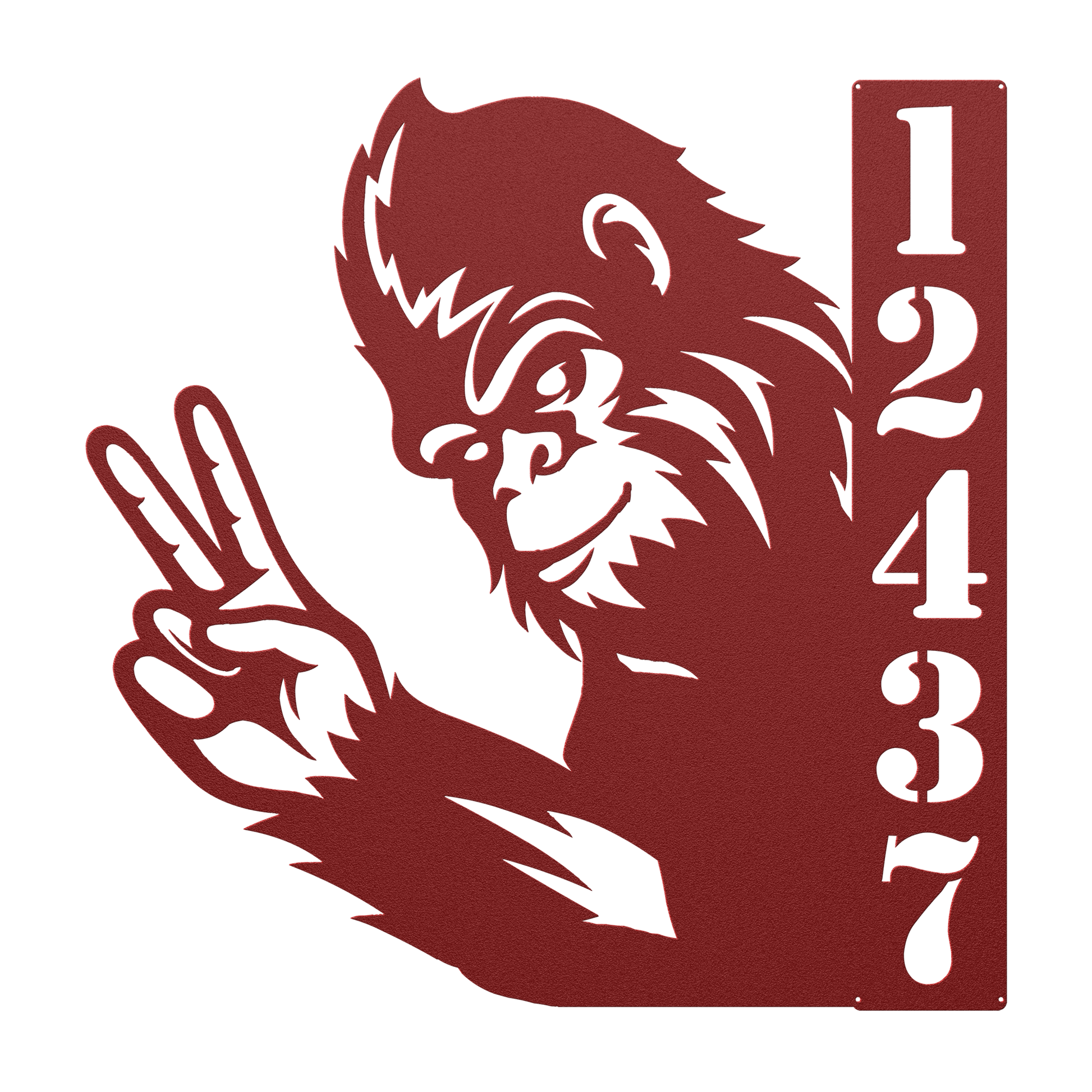 Outdoor steel Bigfoot address marker for home
