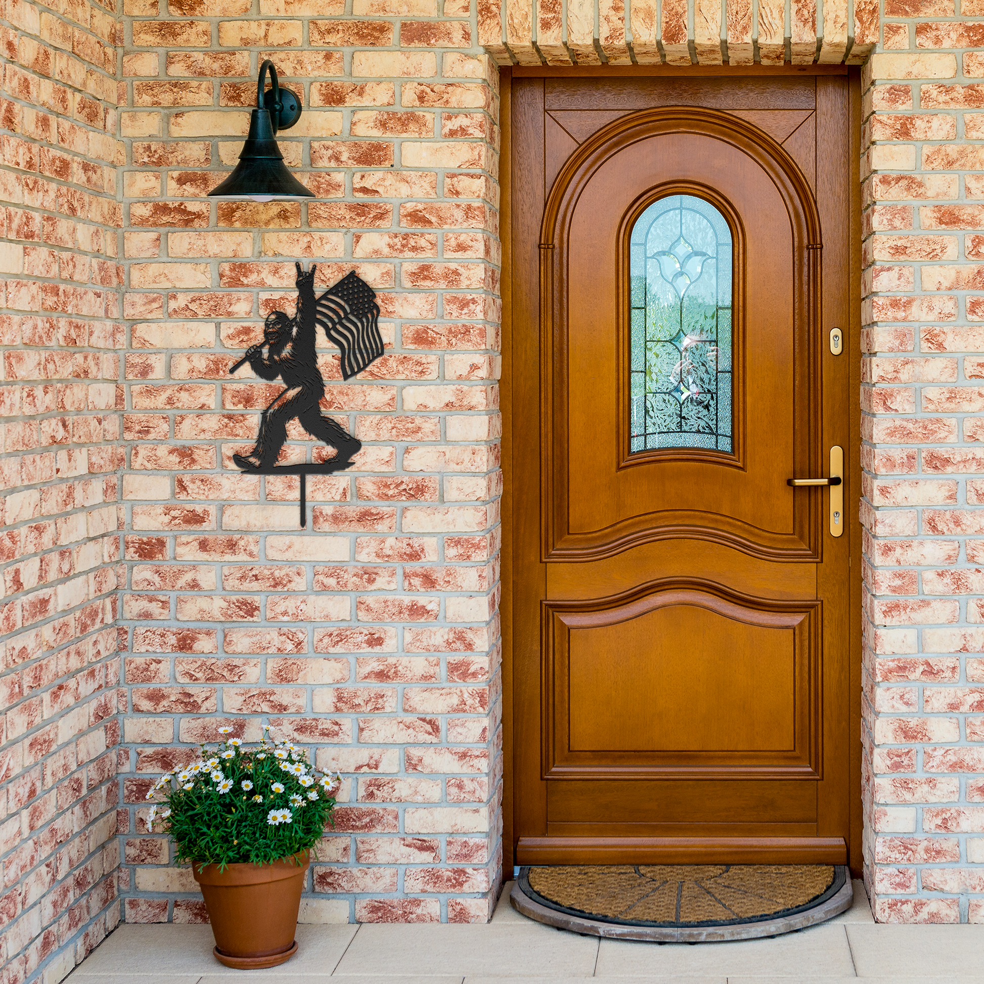 sasquatch metal garden sign