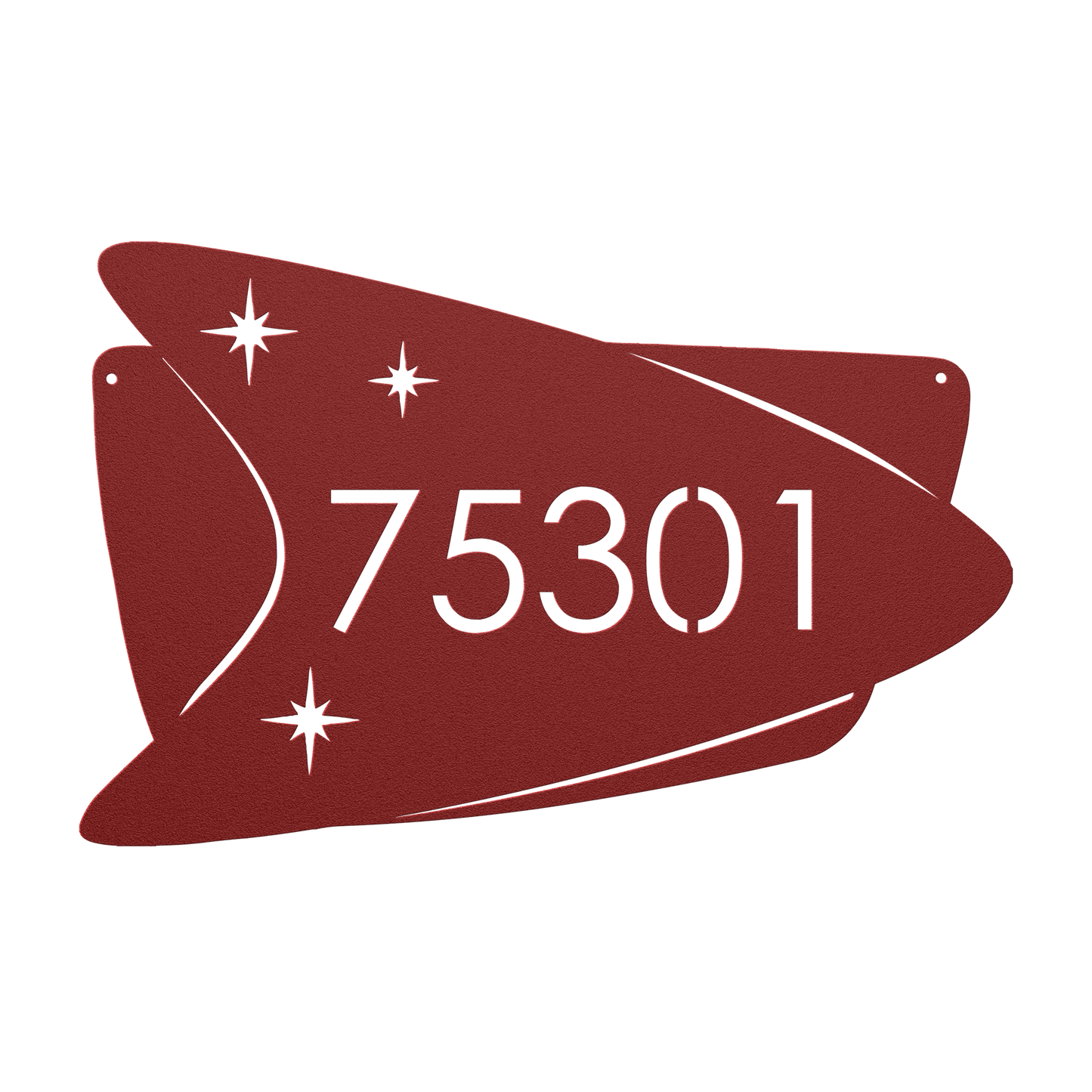 Outdoor boomerang house number wall art