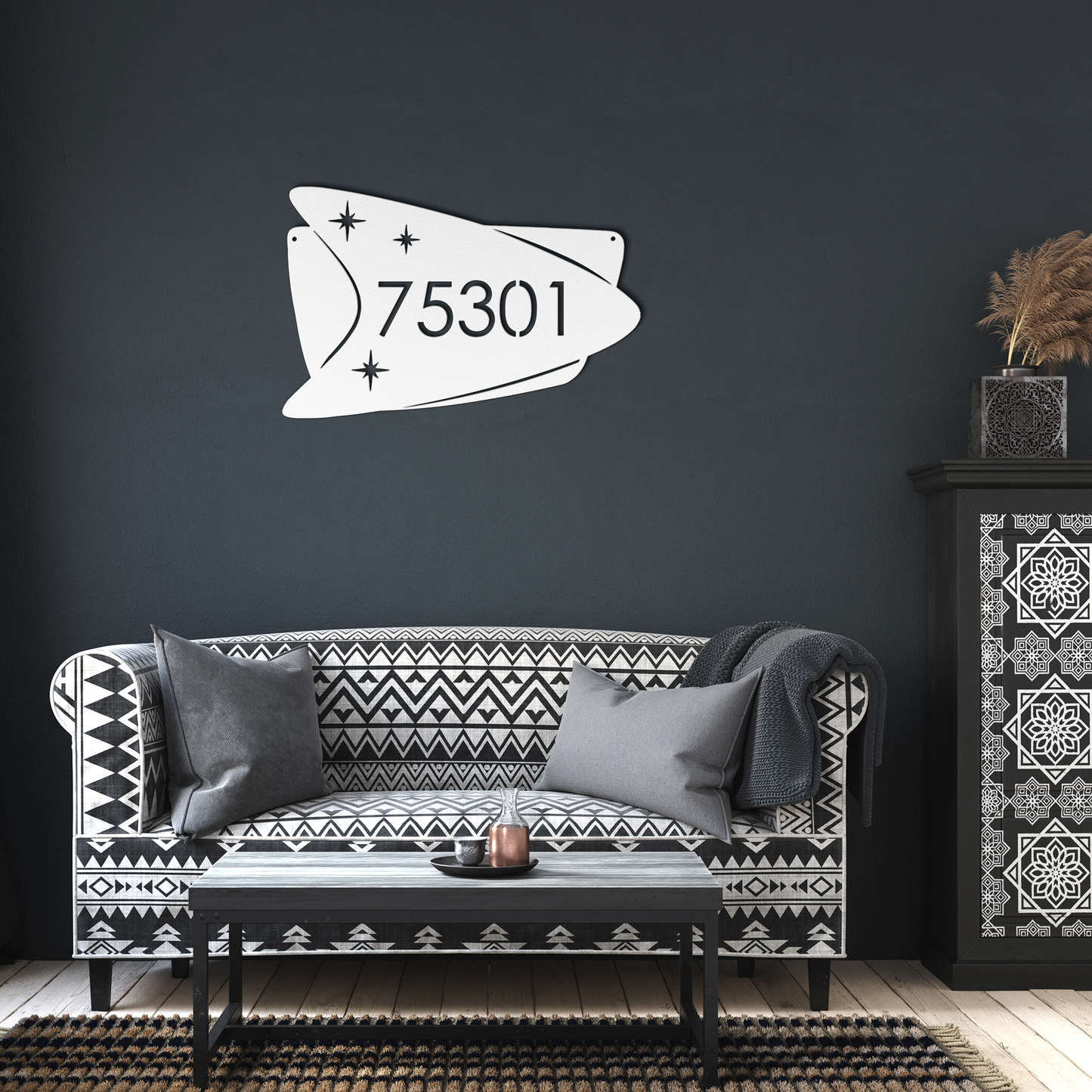 Boomerang_Address_Sign__Atomic_Mid-Cent_White_Dark_Living_Room_Mockup.png