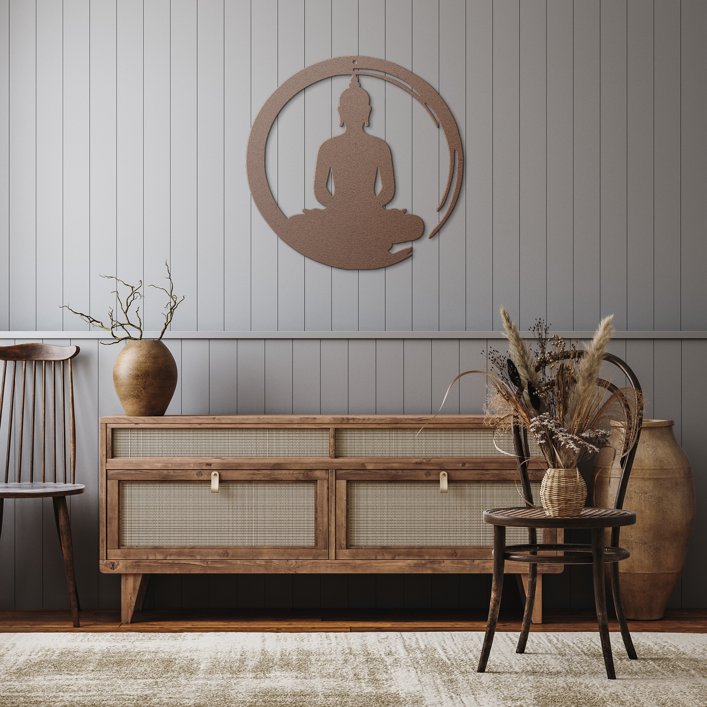 Buddha_Metal_Sign__Custom_Zen_Wall_Art__Copper_Rustic_Hallway_Mockup.png