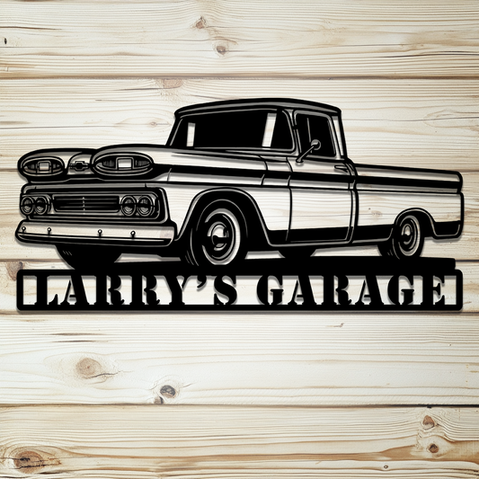 Custom Chevy C10 pickup metal sign personalized with name