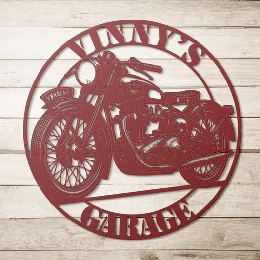 Classic Motorcycle Metal Garage Sign