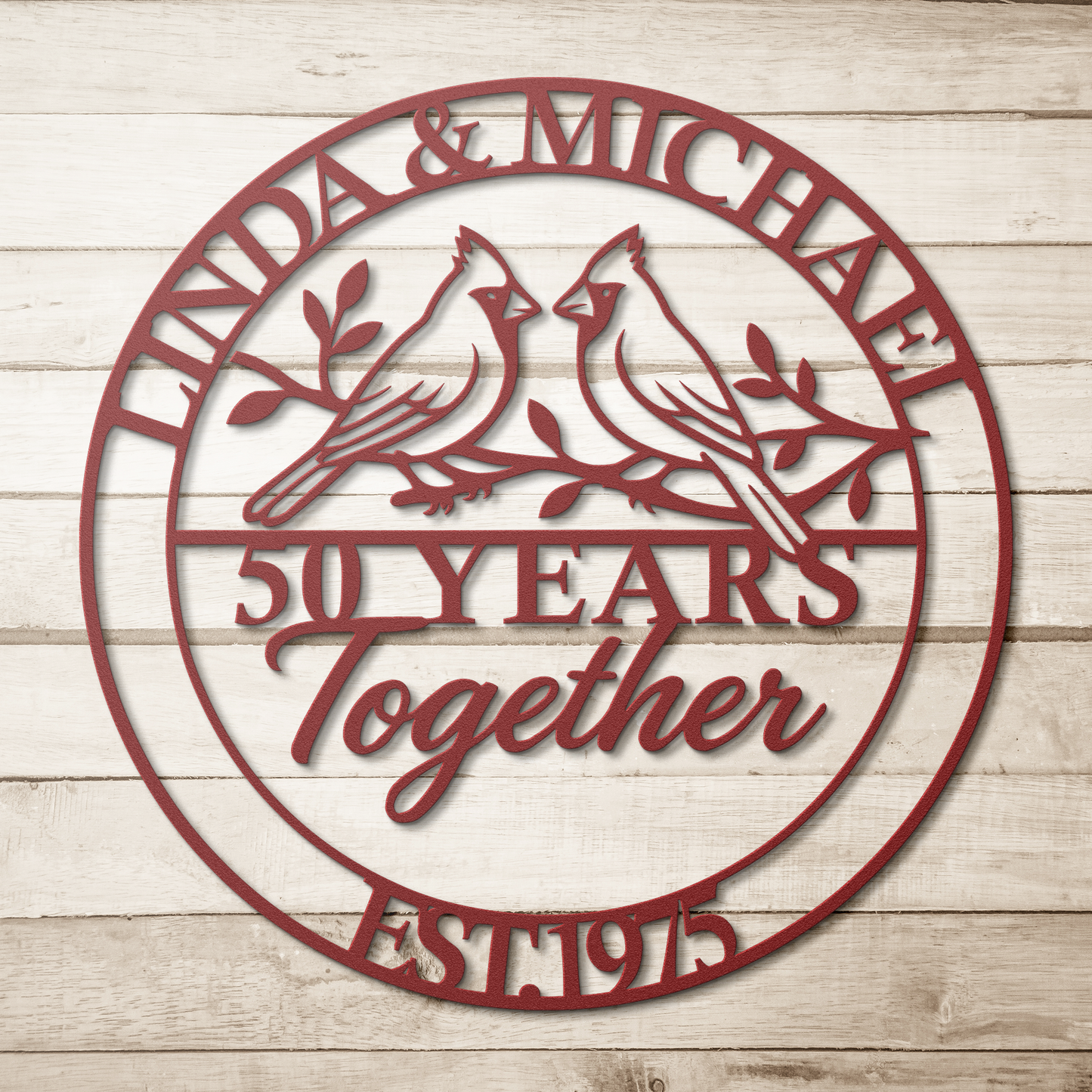 Personalized wedding anniversary steel wall art