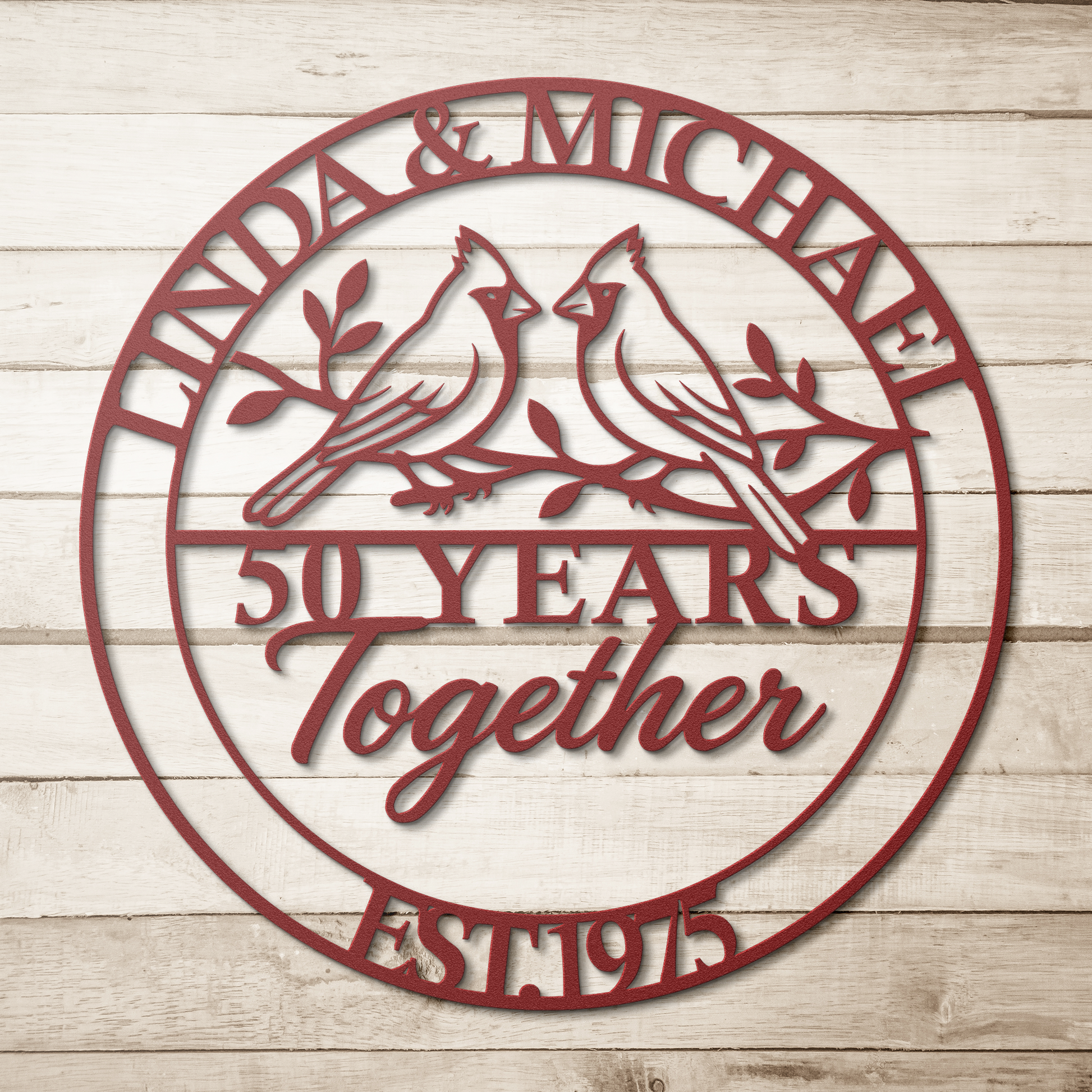 Personalized wedding anniversary steel wall art