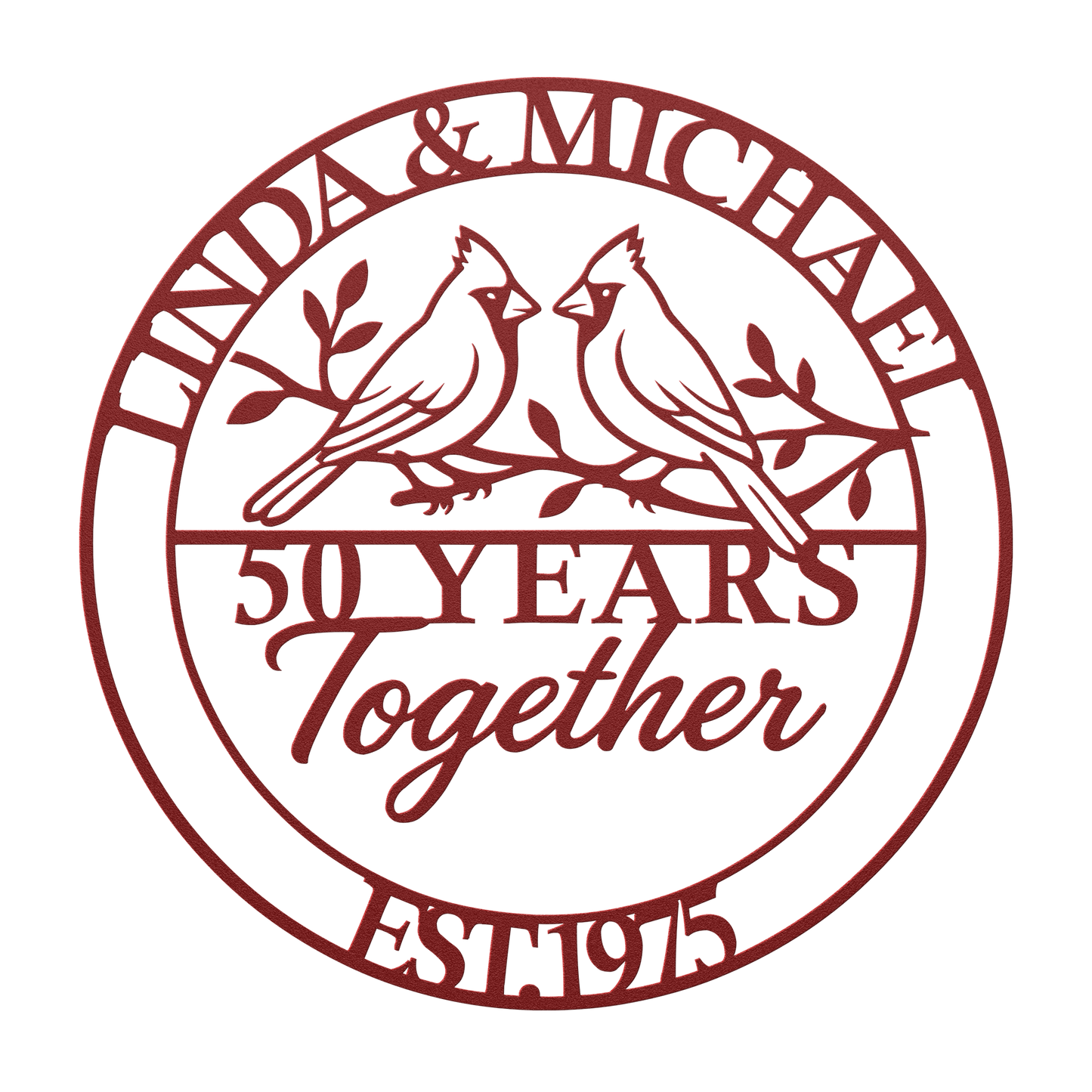 Custom golden anniversary metal wall artwork