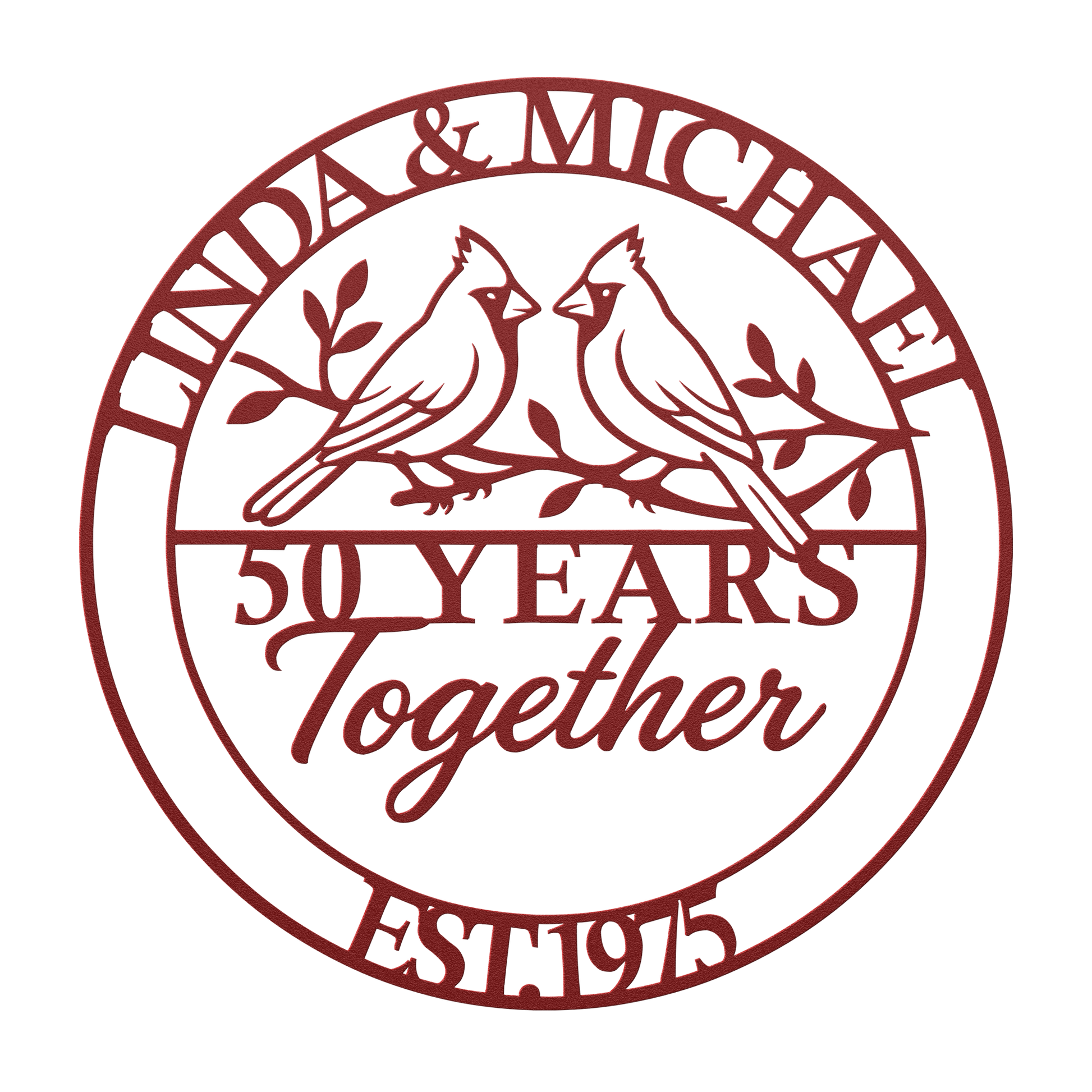 Custom golden anniversary metal wall artwork