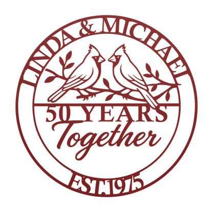 Custom golden anniversary metal wall artwork