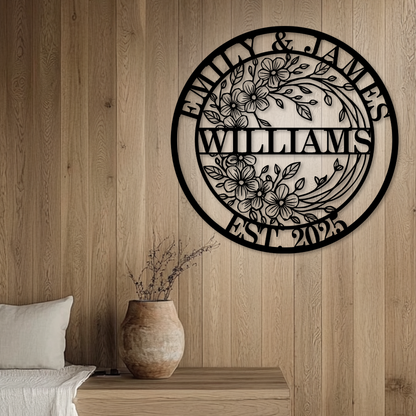 Elegant steel family name monogram sign