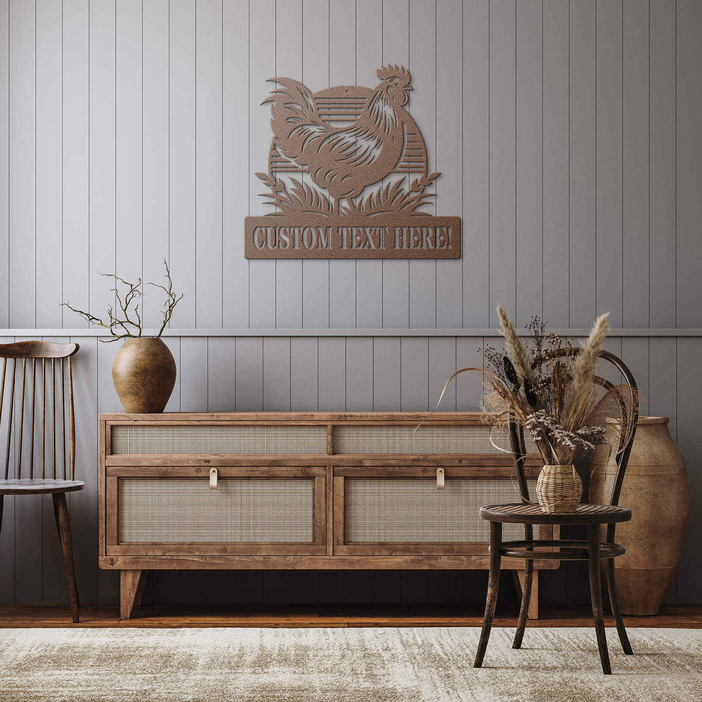 Custom_Chicken_Farm_Metal_Sign__Perso_Copper_Rustic_Hallway_Mockup.png