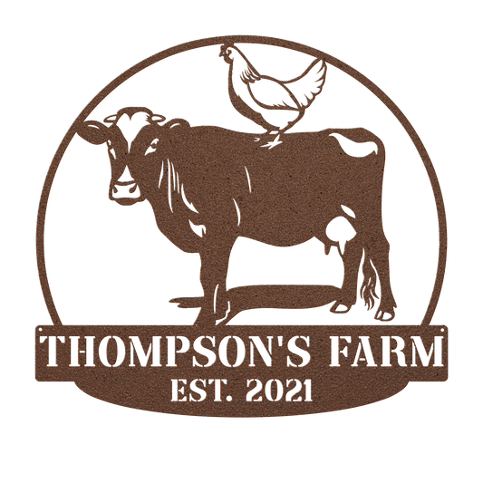 Custom chicken farm metal sign with personalized text