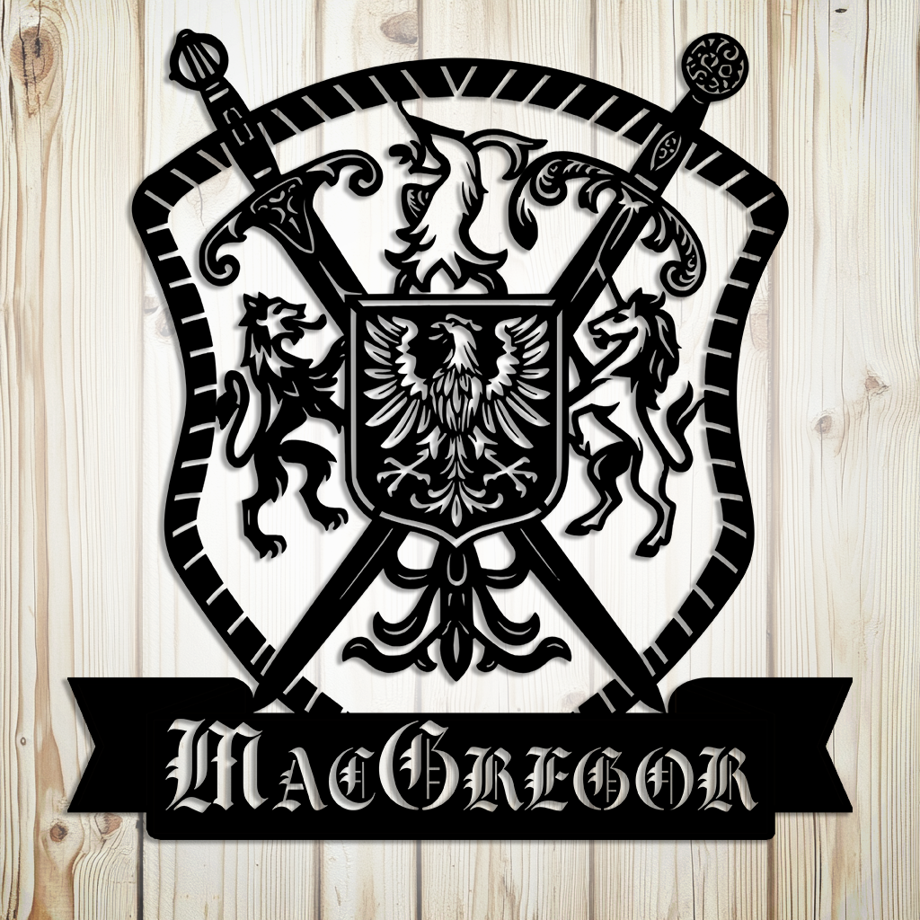Family crest metal sign custom steel wall art