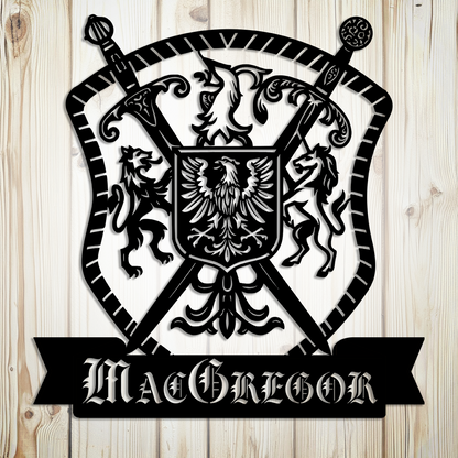 Family crest metal sign custom steel wall art