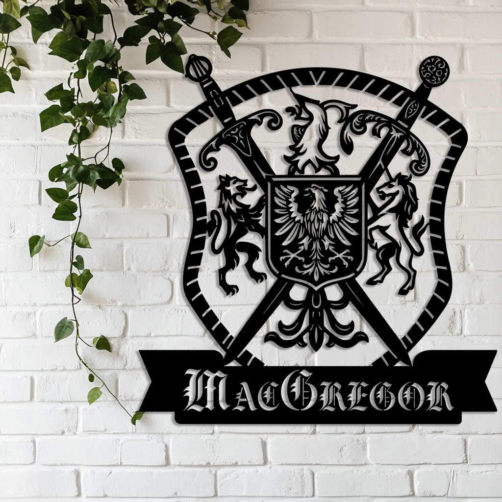 Custom family crest metal sign