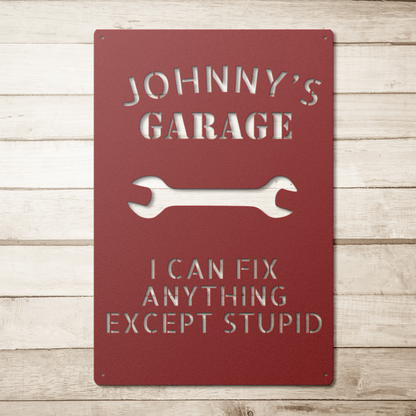 Personalized steel workshop wall art sign