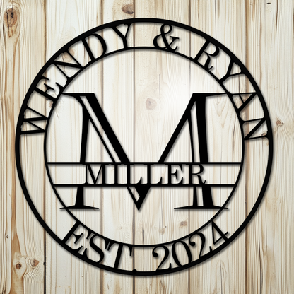 Personalized last name wedding gift metal sign