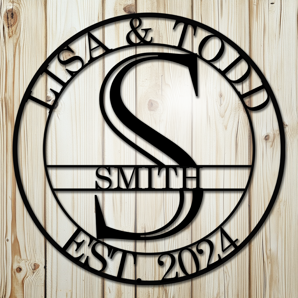 Housewarming family name steel wall sign