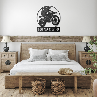 Custom Metal Home Sign – Dirtbike Racer Gift
