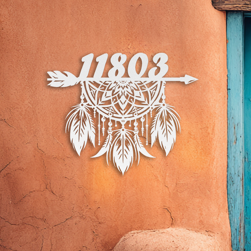 Outdoor rustic steel address sign