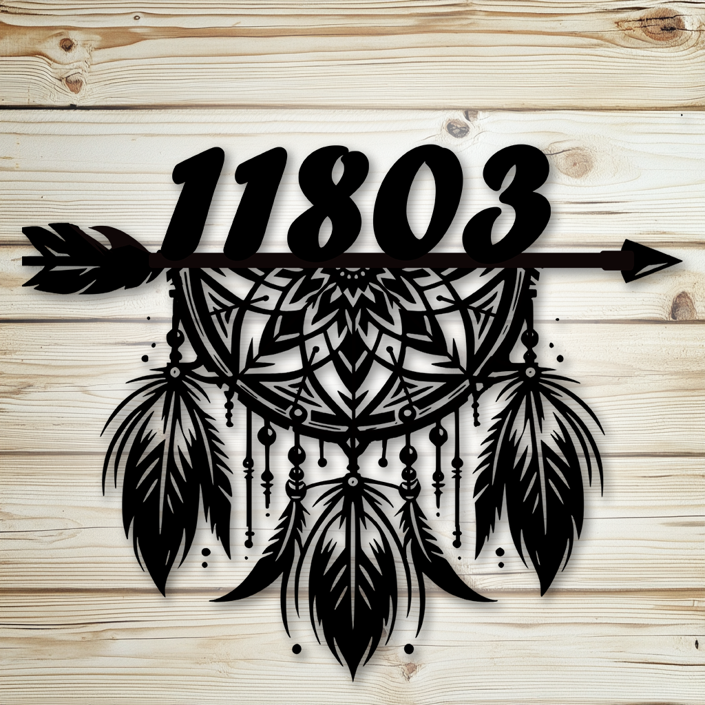 Personalized dreamcatcher house number metal sign