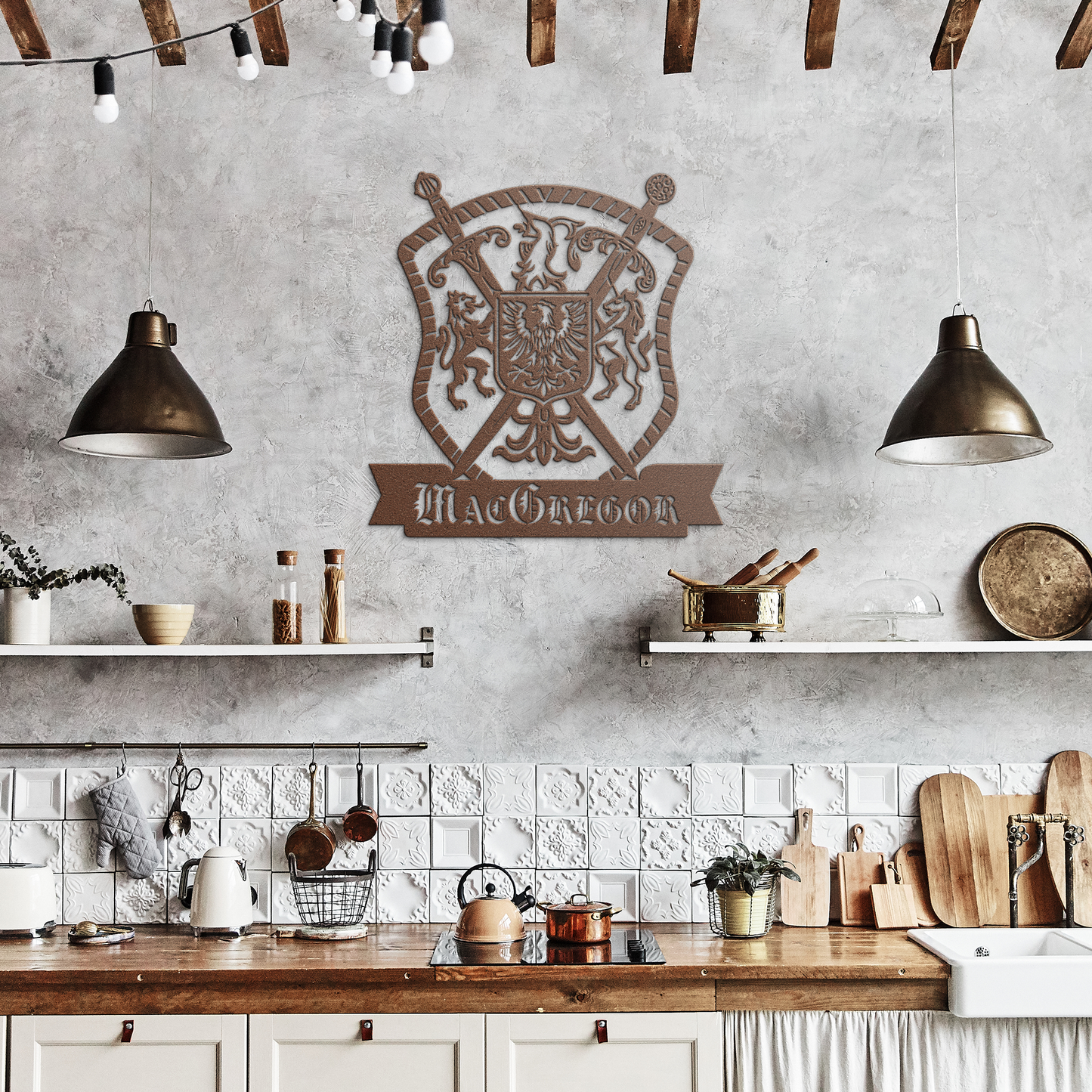 Family_Crest_Metal_Sign__Custom_Coat__Copper_Rustic_Kitchen_Mockup.png