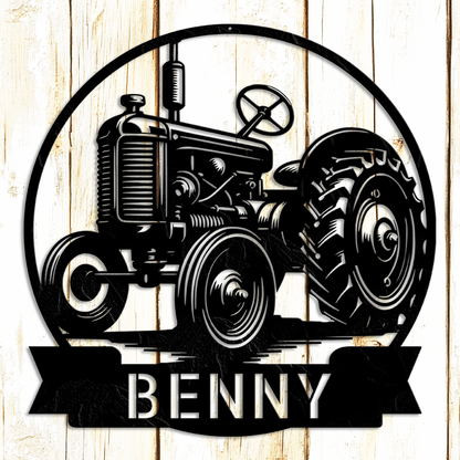 Tractor family name metal sign
