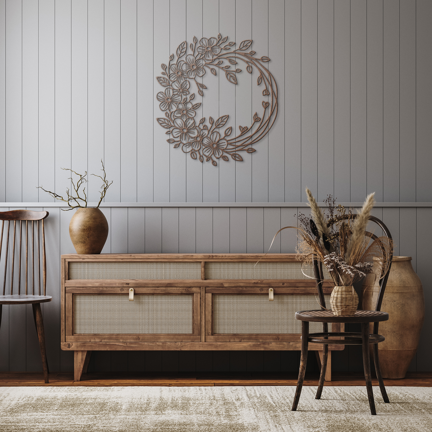 Floral_Metal_Wreath_Wall_Art__Spring__Copper_Rustic_Hallway_Mockup.png