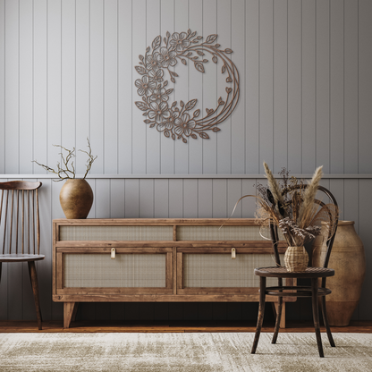 Floral_Metal_Wreath_Wall_Art__Spring__Copper_Rustic_Hallway_Mockup.png