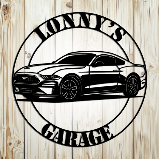 Ford Mustang custom muscle car metal wall sign