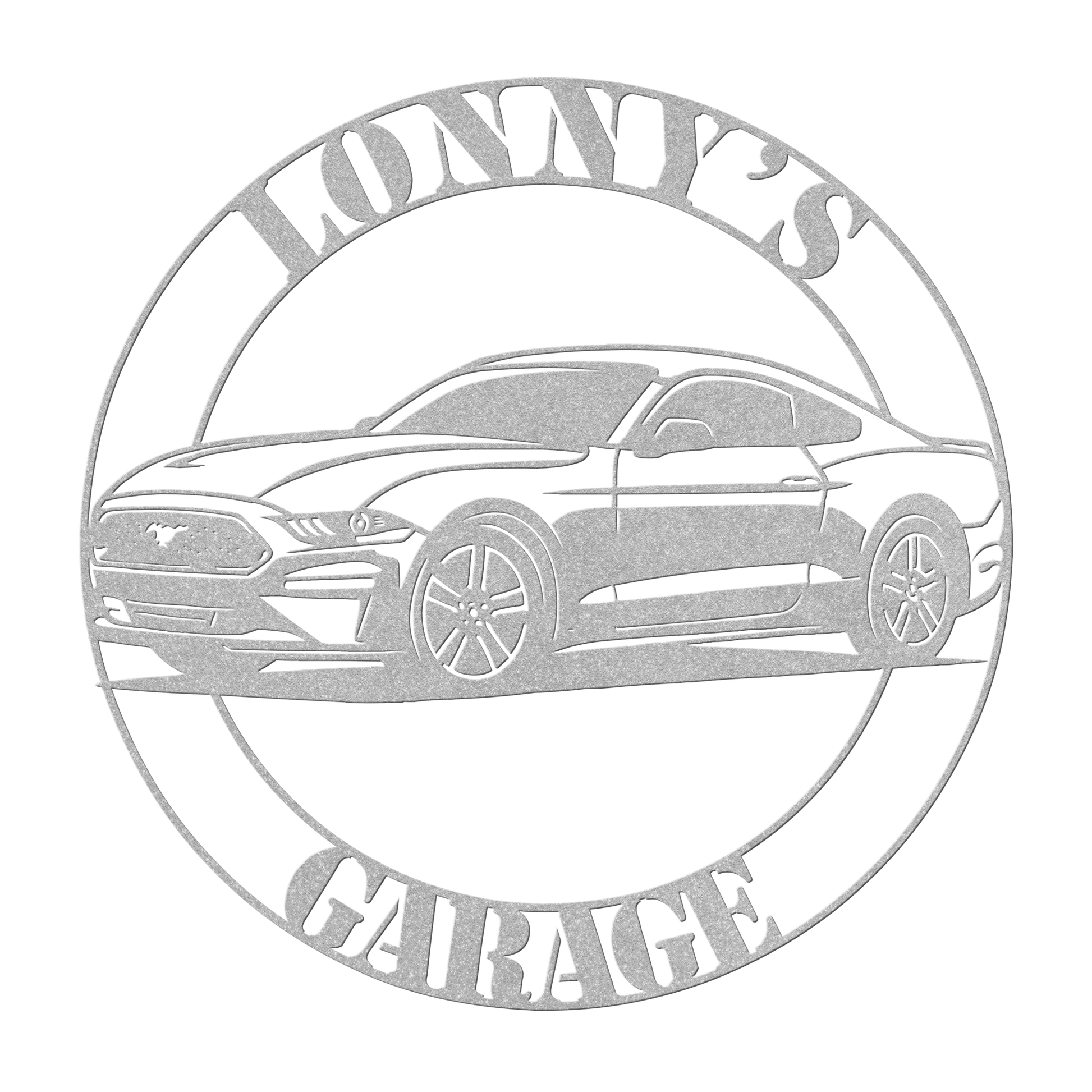 Durable powder-coated Mustang garage wall art