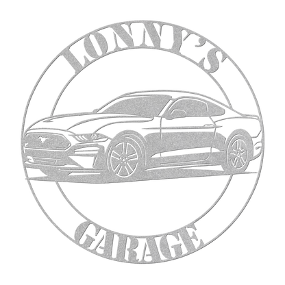 Durable powder-coated Mustang garage wall art