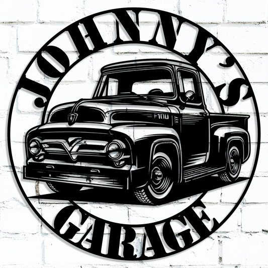 Classic Ford F100 Metal Truck Sign for Garage Decor