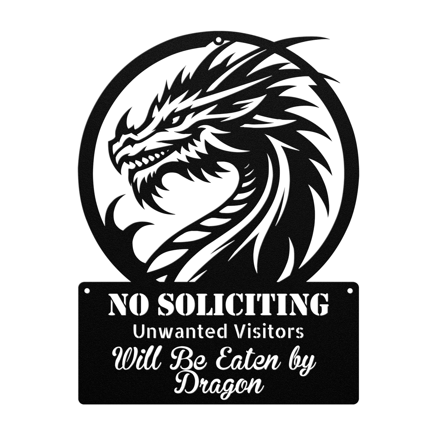 Personalized dragon steel sign – weatherproof funny warning sign