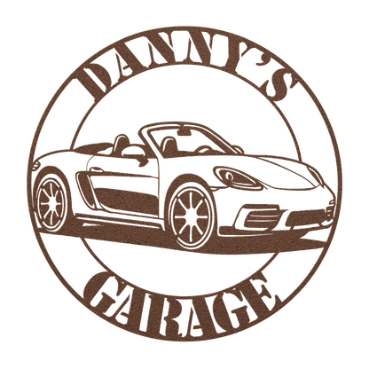 Sports car shop metal sign