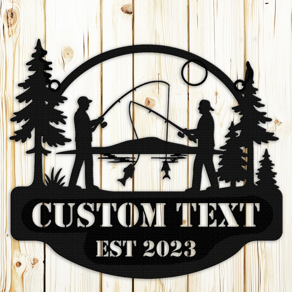 Fishing cabin welcome sign